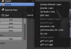 Blender export menu