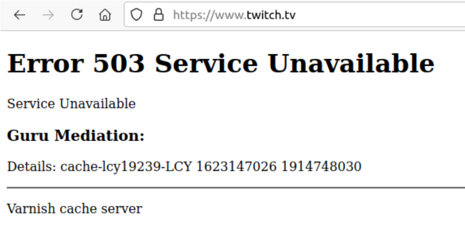 Global outage of Fastly showing Varnish 503 error page 