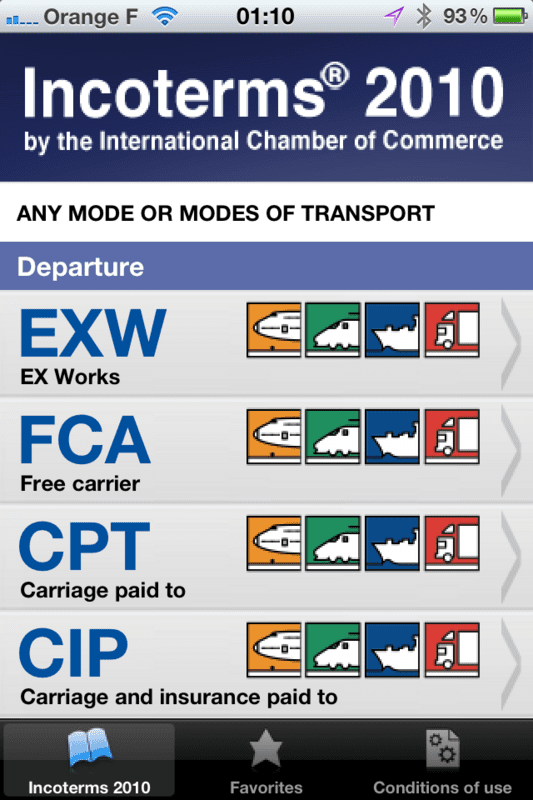 Réalisation de l'application mobile Incoterms