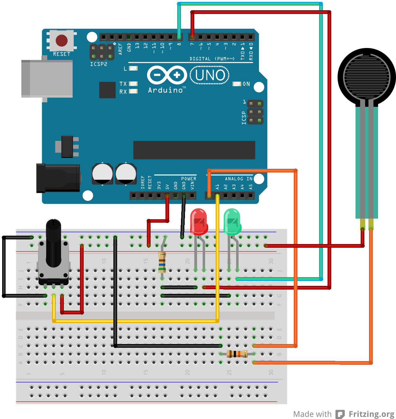 Arduino wiring for the Prism Carpet